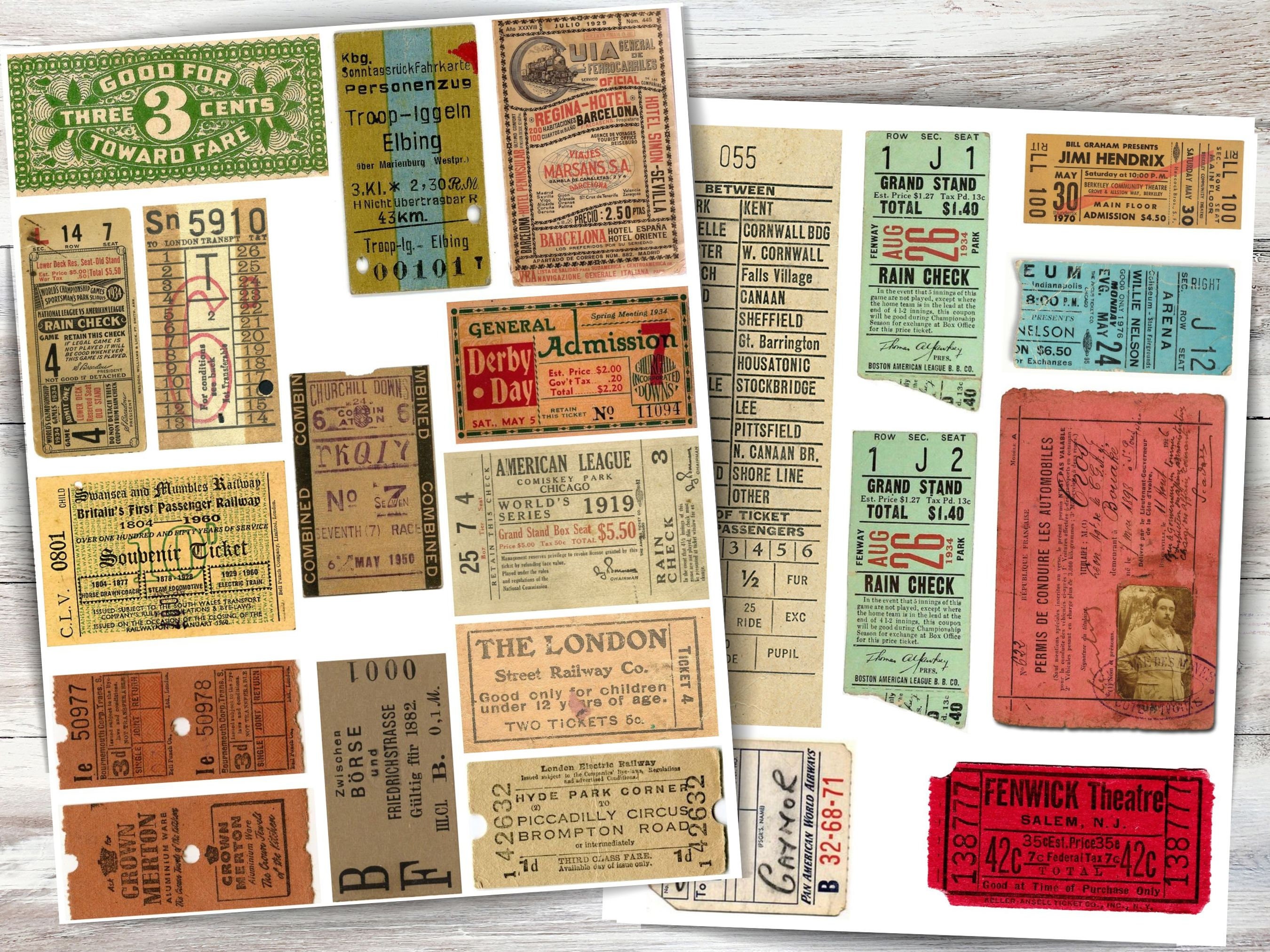 AGED TICKETS Digital Download, Ephemera Junk Journal Tags, Labels ...