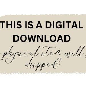 Puede incluir: Un rect&aacute;ngulo beige con un borde desgastado. El texto "THIS IS A DIGITAL DOWNLOAD" est&aacute; en negrita negra. El texto "no physical item will be shipped" est&aacute; en cursiva negra.