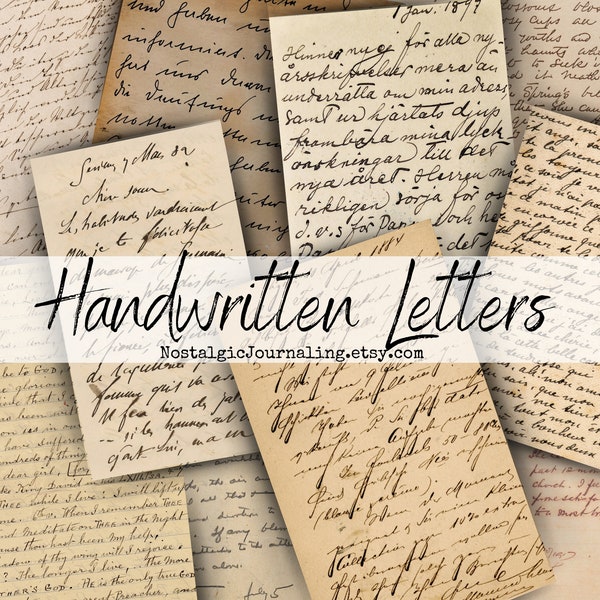 HANDWRITTEN LETTERS Digital Download, Printable Aged Letters For Junk Journals, Vintage Ephemera Correspondence Digital Kit, Old Calligraphy