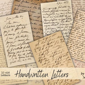 HANDGESCHRIEBENE BUCHSTABEN Digitaler Download, druckbare alte Briefe für Junk Journals, Vintage Ephemera Correspondence Digital Kit, alte Kalligraphie