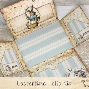 EASTERTIME Folio Kit, Easter Digital Download, Printable Junk Journal, Vintage Easter Labels, Folder, Envelope, Gift Box, Easter Bunny Kit