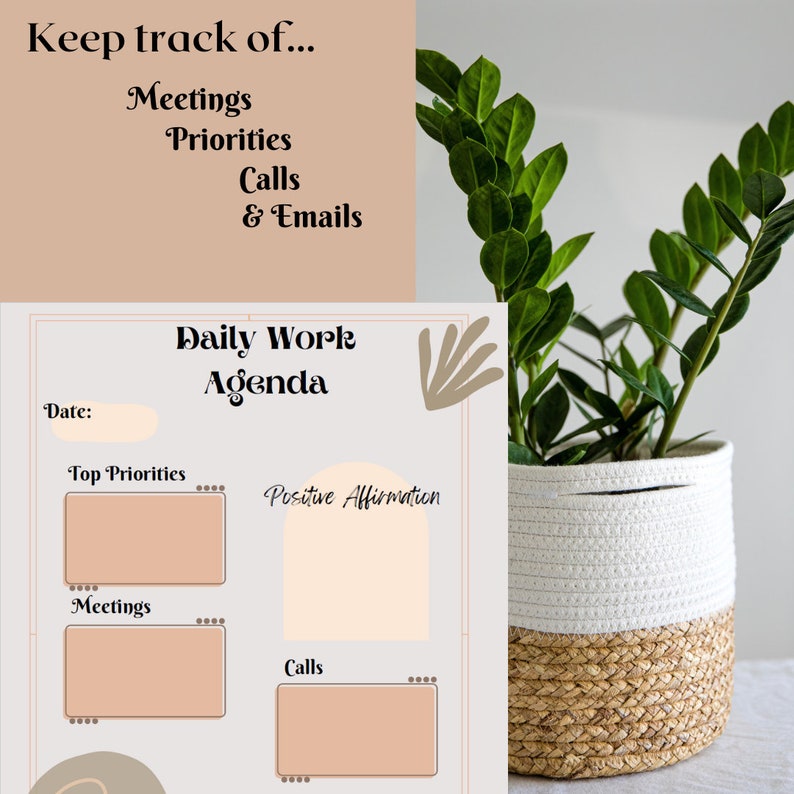 Daily Work Printable PDF Planner Schedule - Etsy