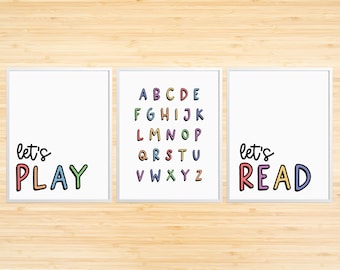 Set of 3 Playroom Prints, Playroom Wall Decor, Playroom Art, Kids Playroom, Kids Wall Art, Kids Poster, Kids Room Decor, Digital Files