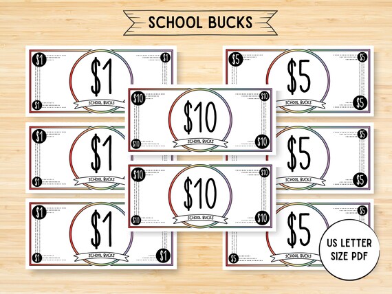 School Bucks Printable School Teacher Homeschool Remote - Etsy