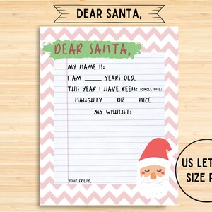 Brief an den Weihnachtsmann Printable, Lieber Weihnachtsmann Printable, Weihnachtswunschliste drucken, Kinder Weihnachtsmann Brief, Lieber Weihnachtsmann, Instant Download