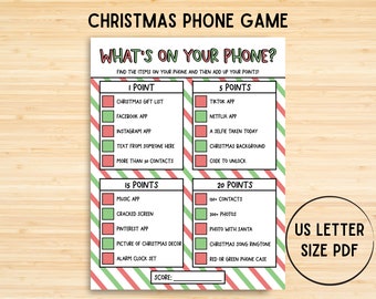 Christmas What's On Your Phone Game Printable, Christmas Scavenger Hunt Game,  Fun Christmas Games, Holiday Party Games, Kids Adults,Digital