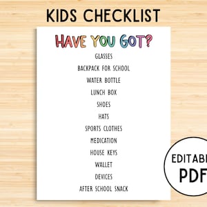 Haben Sie druckbare, vor der Schule Checkliste, bearbeitbare Schultag Kinderliste, Kinder Verantwortung Chore Chart, nach der Schule, vor dem Schlafengehen