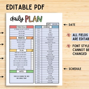 Editable ADHD Planner Printable Set, Daily Planner, Weekly Planner ...