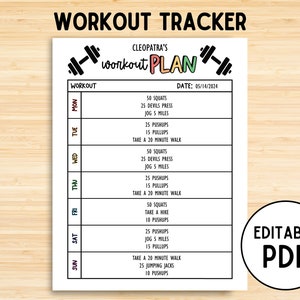 Exercise Tracker, Workout Tracker, Fitness log, Workbook log Template, Fitness Tracker, Weight Loss, 75 Soft challenge, Workout Printable