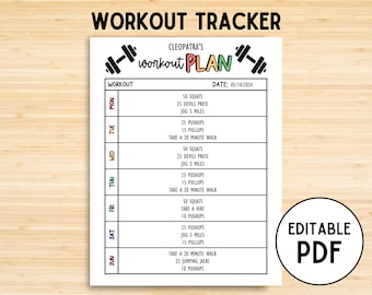 Exercise Tracker, Workout Tracker, Fitness log, Workbook log Template, Fitness Tracker, Weight Loss, 75 Soft challenge, Workout Printable