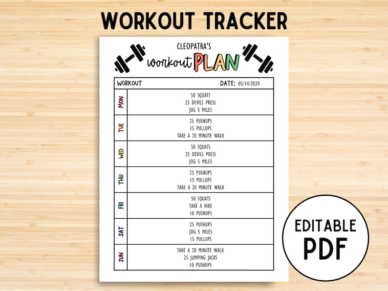 Exercise Tracker, Workout Tracker, Fitness log, Workbook log Template, Fitness Tracker, Weight Loss, 75 Soft challenge, Workout Printable