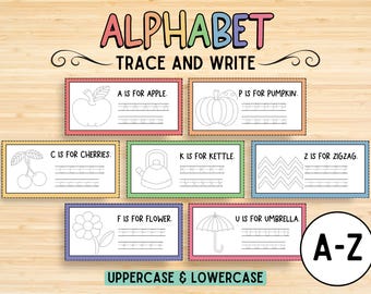 26 ABC Tracing Cards, Handwriting Practice Worksheets, Letter Formation, Kindergarten Alphabet Tracing, Learning Activity Practice, Pre-k