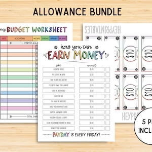 Chore Chart Bundle, How to Earn Money Editable Allowance Chart ...
