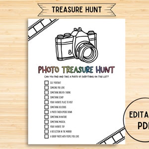 Editable Photo Treasure Hunt For Kids, I Spy With My Little Camera Game, Children&#39;s Party Game, Photo Scavenger Hunt, Stay At Home Fun