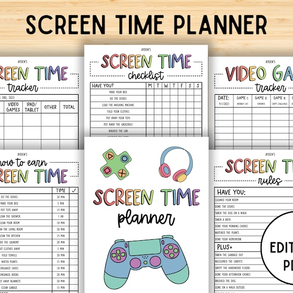 Editable Screen Time Checklist, Screen Time Rules, Screen Time Chore Chart, Daily Screen Time Schedule, Summer Screen Time Checklist