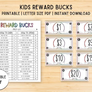 Kids Reward Bucks, Mom Bucks, Reward System For Kids, Chore Bucks, Good Behavior Bucks, Play Money, Editable Pretend Money, Printable PDF