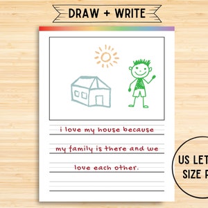 Printable Kids Story Paper, Children&#39;s Draw And Write Template, Kids Handwriting And Drawing Paper, Learning To Write, Practice, Letter