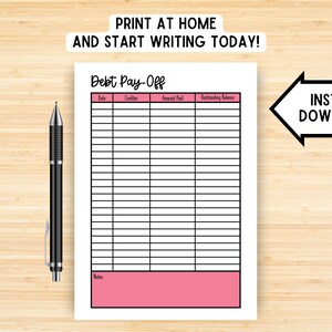 Debt Repayment, Printable Debt Tracker, Debt Payoff Tracker, Finance ...