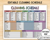 Editable Cleaning Planner, Cleaning Schedule, Cleaning Checklist, Weekly House Chores, ADHD Clean Home, Household Planner, Monthly Printable