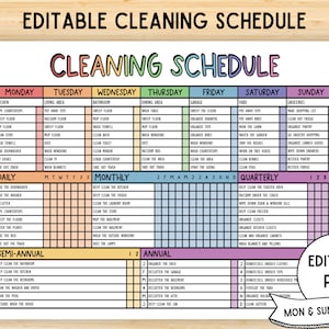 Editable Cleaning Planner, Cleaning Schedule, Cleaning Checklist, Weekly House Chores, ADHD Clean Home, Household Planner, Monthly Printable