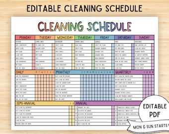 Editable Cleaning Planner, Cleaning Schedule, Cleaning Checklist, Weekly House Chores, ADHD Clean Home, Household Planner, Monthly Printable