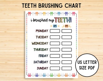 Brush Teeth Printable, Brush Teeth Chart, Toddler Brushing, Teeth ...