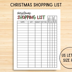 Printable Christmas Shopping Gift List, Christmas Planner, Christmas To-Do List, Christmas Gift Checklist, Christmas Gift Tracker