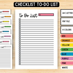 To Do List Printable, Minimalist, Daily Tasks, Daily To Do List Task Checklist, Productivity Planner PDF, Planner Insert, A4, A5, Letter