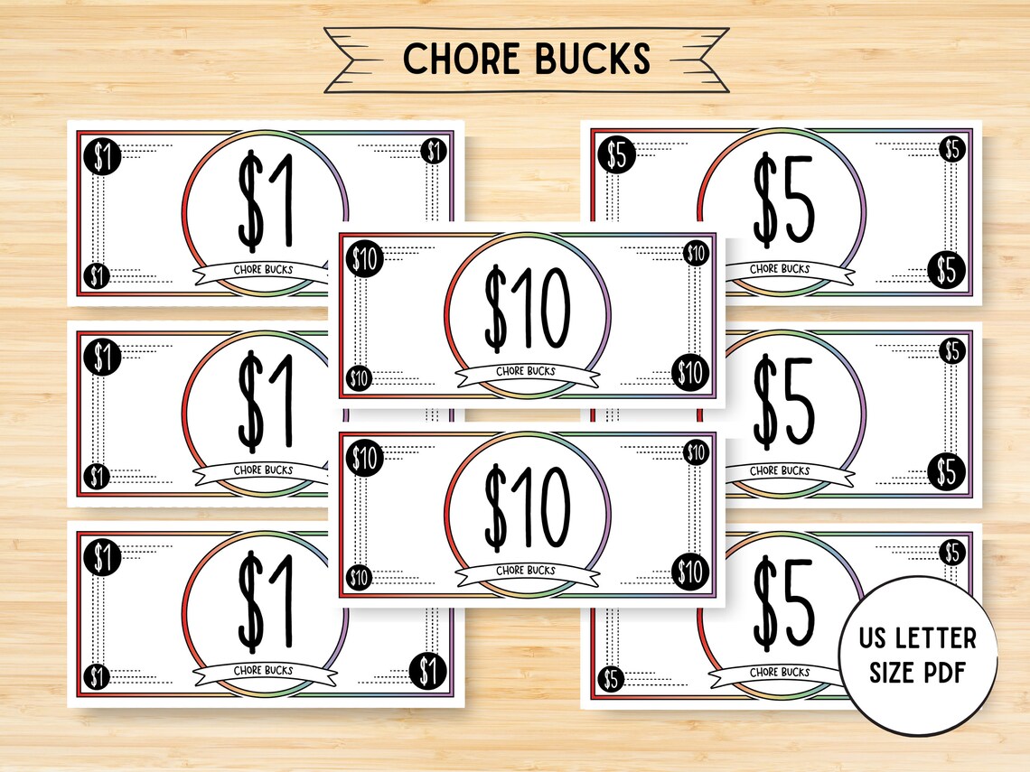 Chore Bucks Printable, Mom Bucks Printable, Behavior Bucks, Chore Bucks ...