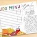 Editable Kids Menu Design, Template Design, Menus, Kids Activity Menu ...