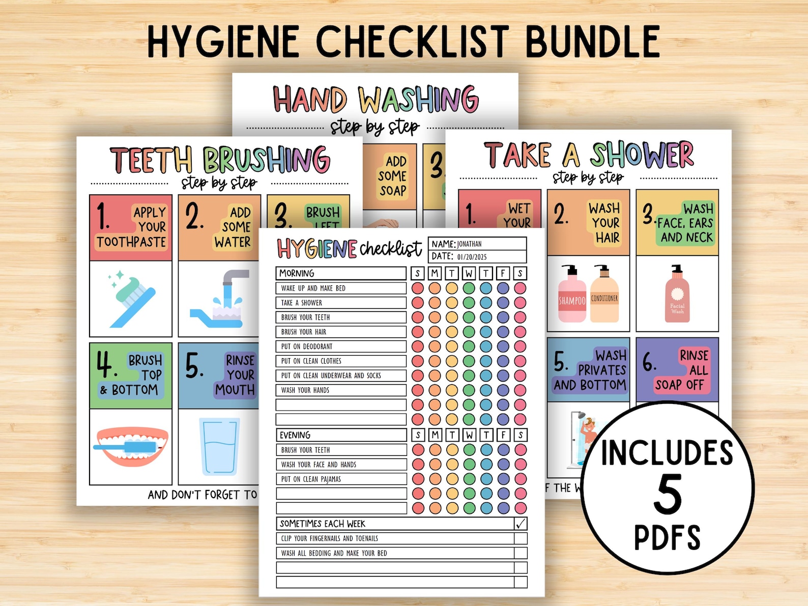 Hygiene Chart for Kids, Kids Hygiene Checklist, Personal Hygiene Poster ...