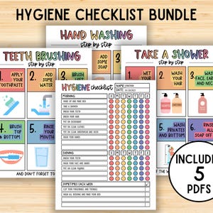 Hygiënetabel voor kinderen, checklist kinderhygiëne, poster persoonlijke hygiëne, ochtendroutine voor kinderen, tanden poetsen, handen wassen, doucheroutine
