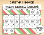 Christmas Acts of Kindness Calendar, Kindness Challenge, Kids Advent Calendar, Season of Giving, Christmas Countdown, Advent, Editable