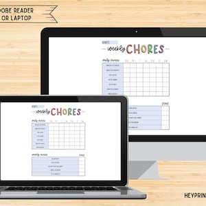 Chore Chart, Printable Editable Daily & Weekly Kids Chore Responsibility Chart, Instant Download, Kids Routine Chart, Digital Download image 5