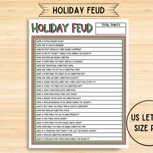 Holiday Family Feud Game, Christmas Family Feud Game, Holiday Trivia, Christmas Party Games, Christmas Trivia, Holiday Friendly Feud, PDF