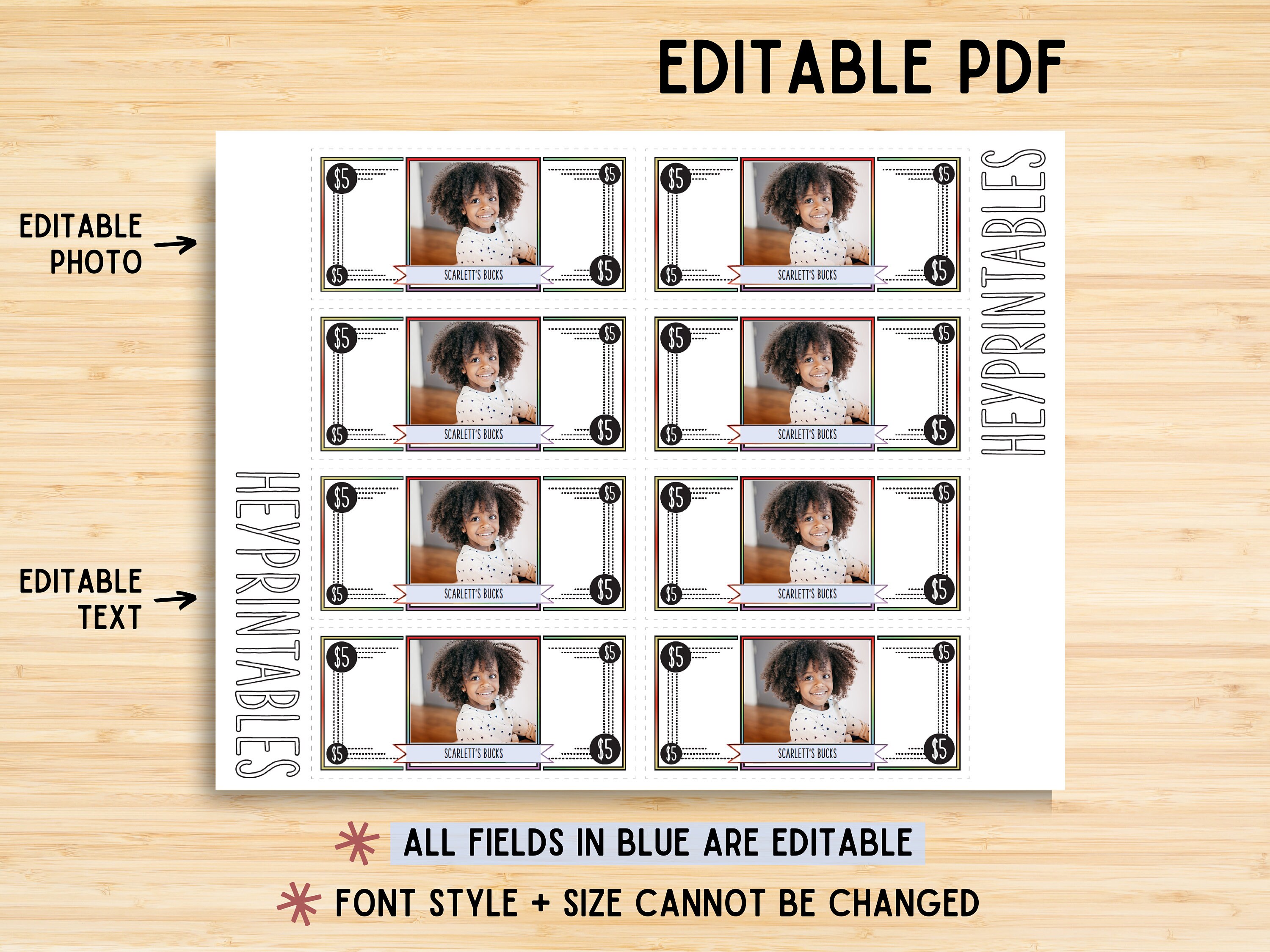 Editable Photo Mom Chore Bucks Printable, Behavior Bucks, Chore Bucks ...