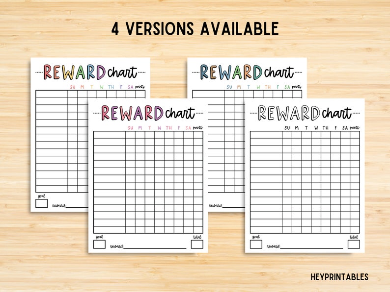 Reward Chart Lettering Reward Chart, Chore Chart, Editable Weekly Kids Chore and Reward Chart ...