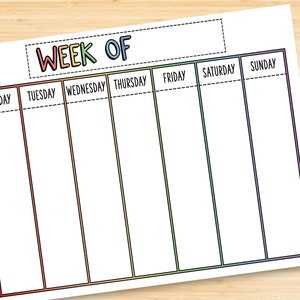 Printable Editable Weekly Calendar, 11