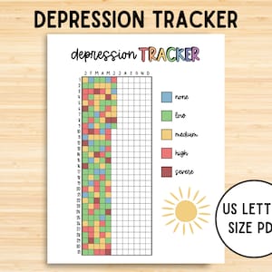 Depression Tracker, Journal Page, Printable Tracker, Habit Tracker, Depression Journal, Depression Log, Mood Tracker Health Tracker, PDF