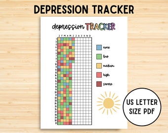 Depression Tracker, Journal Page, Printable Tracker, Habit Tracker, Depression Journal, Depression Log, Mood Tracker Health Tracker, PDF