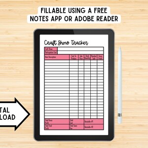 Craft Show Tracker Printable, Inventory Log, Craft Fair Planners ...