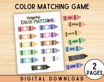 Color Matching Game, Busy Book Printable, Homeschool Worksheet, Educational Activity, Busy Binder for Toddlers, Instant Download, PDF
