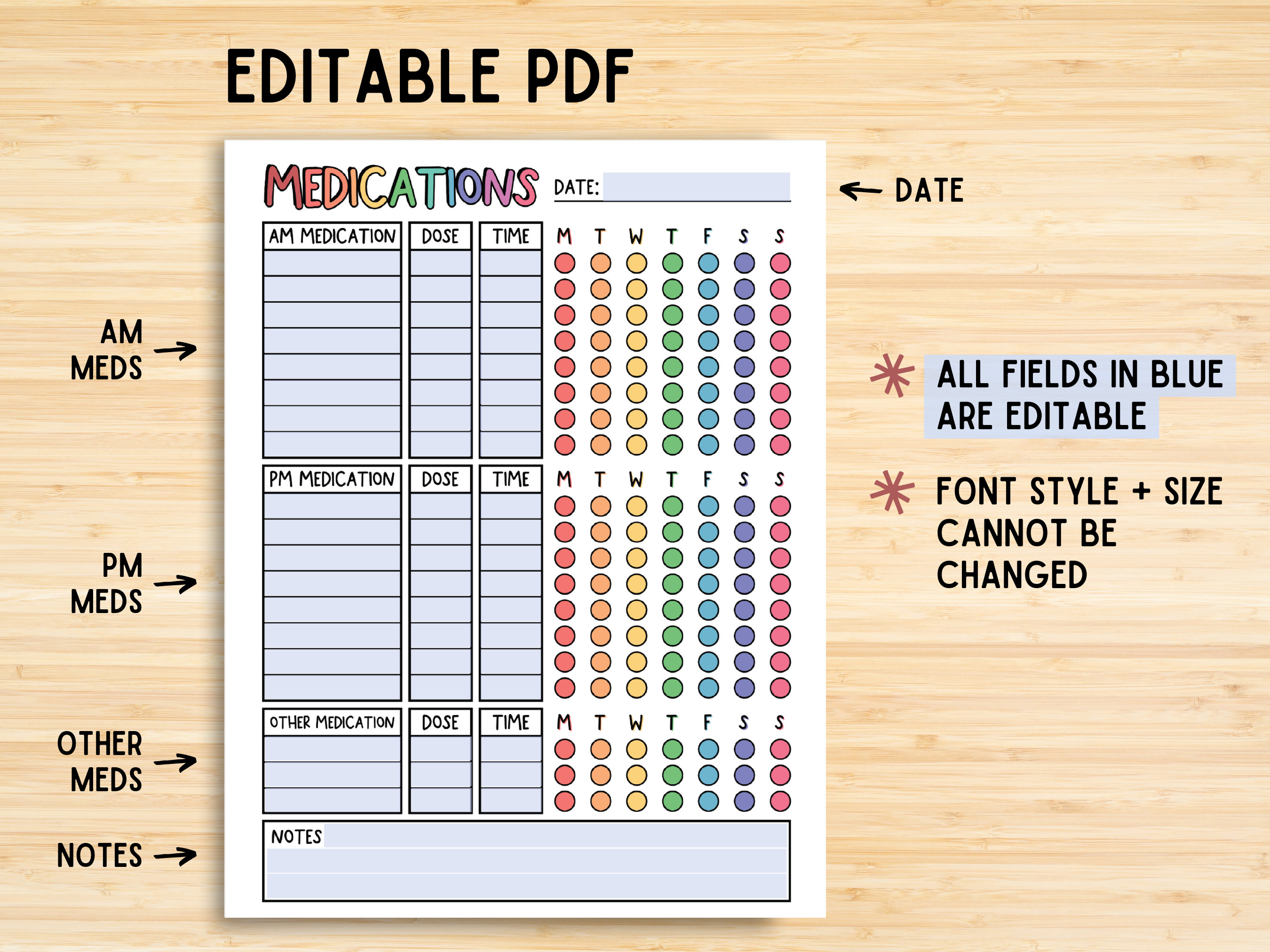 Editable Medication Schedule, Printable Easy Medicine Chart, Weekly ...
