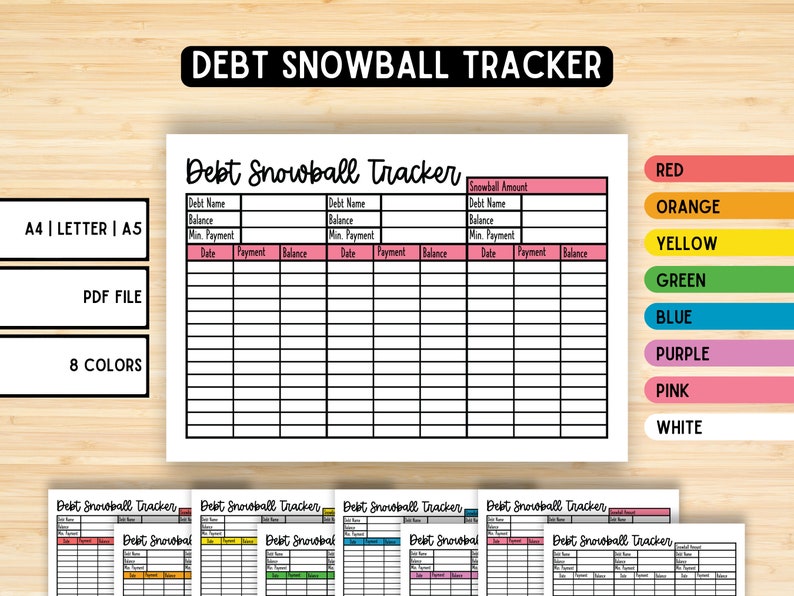 Debt Payment Tracker, Printable Snowball Debt Tracker, Debt Tracker ...