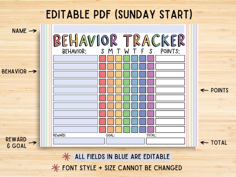 Behavior Reward Chart for Kids Behavior Tracker for Kids Etsy Australia