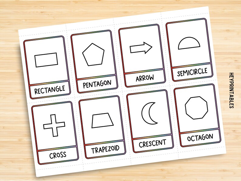 Minimalist Shapes Flashcards Printable, Modern Basic Shape Flash Cards ...