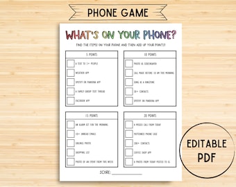 What's On Your Phone Game, Birthday Printable, Bridal Shower Game, Family Reunion Game, Office Party Games, Minimalist, Instant Download