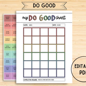 Reward Chart, Chore Chart, Editable Weekly Kids Chore and Reward Chart, Instant Download, Girls Boys Routine and Responsibility Chart