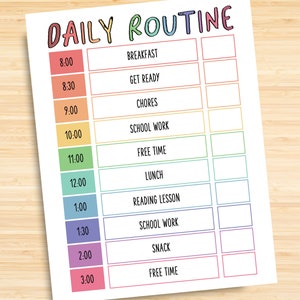 Daily Routine, Printable Daily Routine, Responsibility Chart, Chore ...