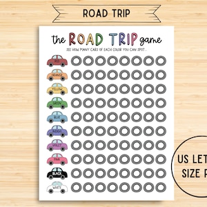 Counting Colored Cars Printable, Kids Road Trip Fun, Road Trip Printable, Kids Road Trip Activity, Road Trip Game, Summer Activity Scavenger